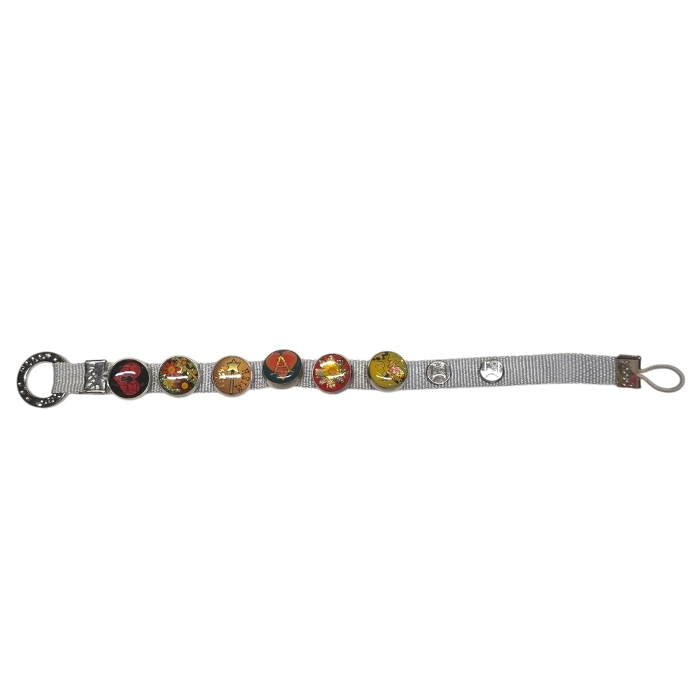 {MOGO} Silver Magnetic Charmband Bracelet + 6 Charms - Adjustable Linkable